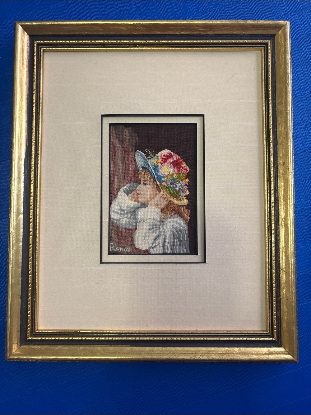 Vintage Gobelin Renaissance Needlepoint Picture Renoir